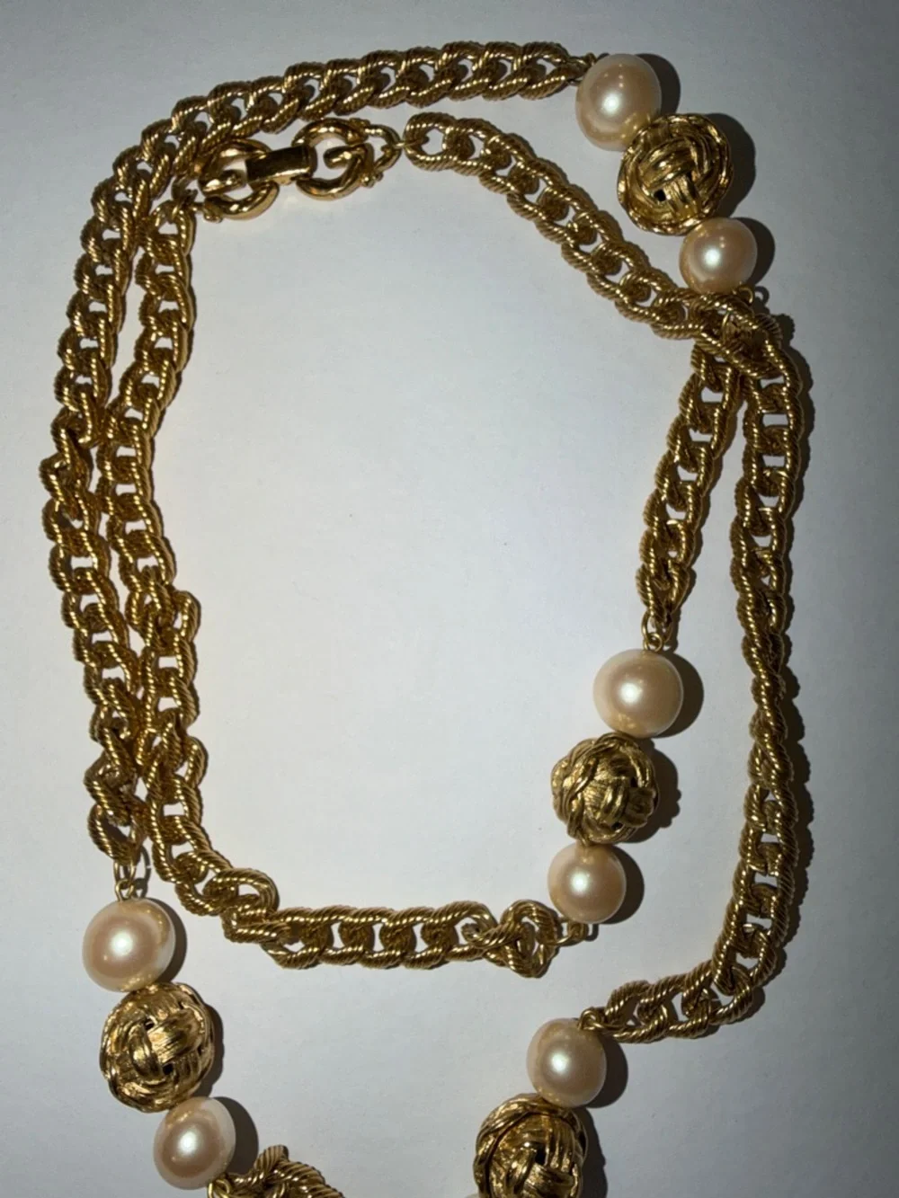 Vintage Givenchy Gold-Tone & Faux Pearl Haute Couture Runway 80’s Long Necklace - Picture 15 of 15